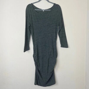 Standard James Perse Round Neck Ruched Bodycon Green Dress